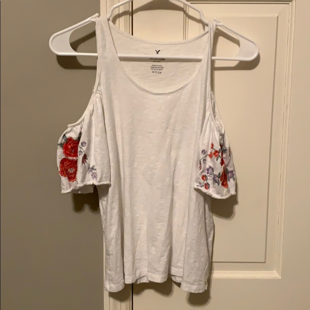 White blouse with shoulder cut outs